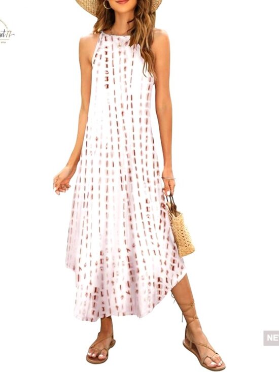 Dresses & Skirts - Lightweight Maxi Dress Halter Sleeveless Beach Cover Up Swing Fit